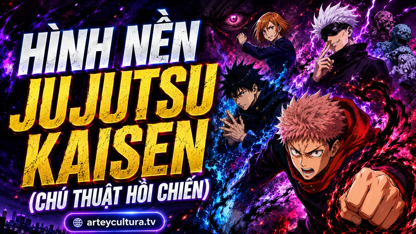 135 Hình Nền Jujutsu Kaisen (Chú Thuật Hồi Chiến) 4K đẹp phong cách mappa với gam màu tối và hiệu ứng bùng nổ