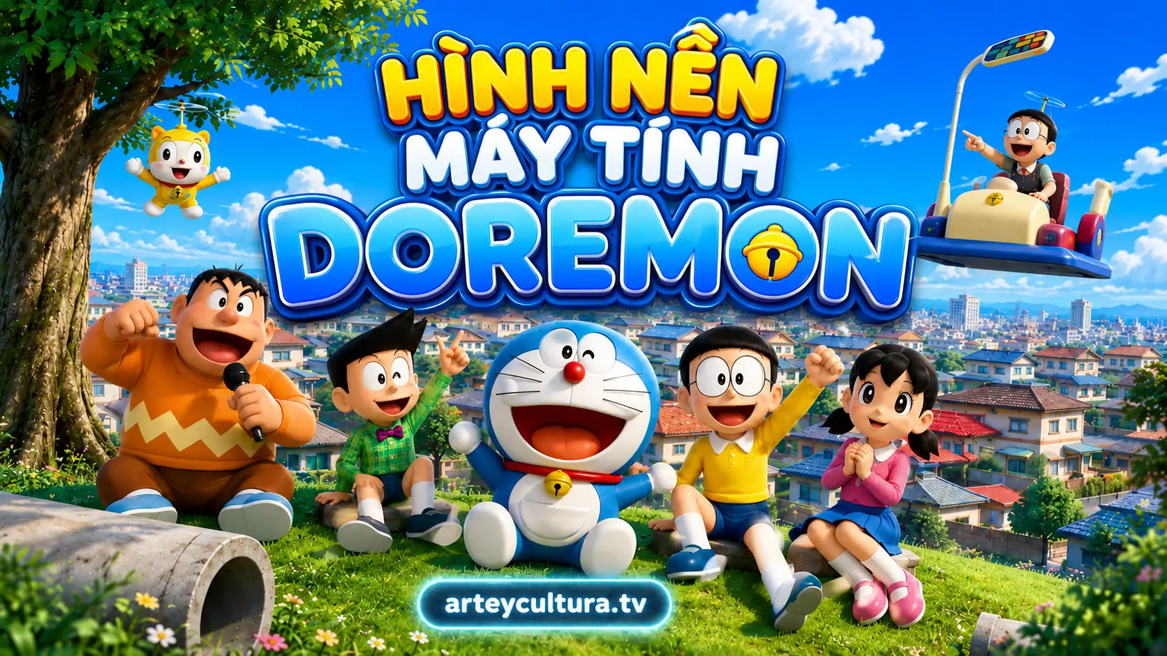 80 Hình Nền Máy Tính Doremon cute đẹp cho màn hình rộng hợp học sinh sinh viên mê tuổi thơ Nhật Bản