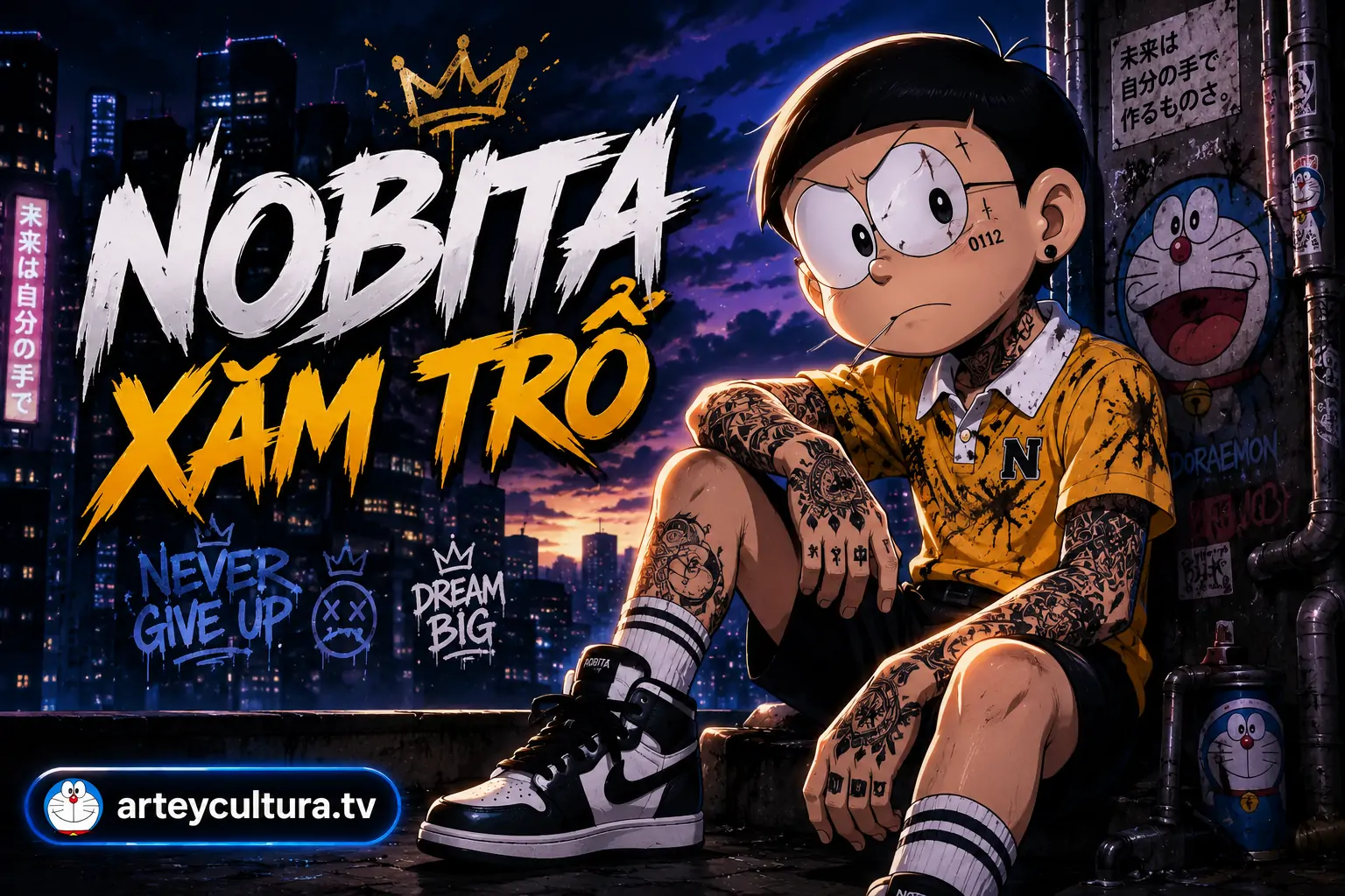 15 Hình Nền Nobita Xăm Trổ ngầu phiên bản giang hồ cá tính xăm kín tay kín người thần thái bụi bặm