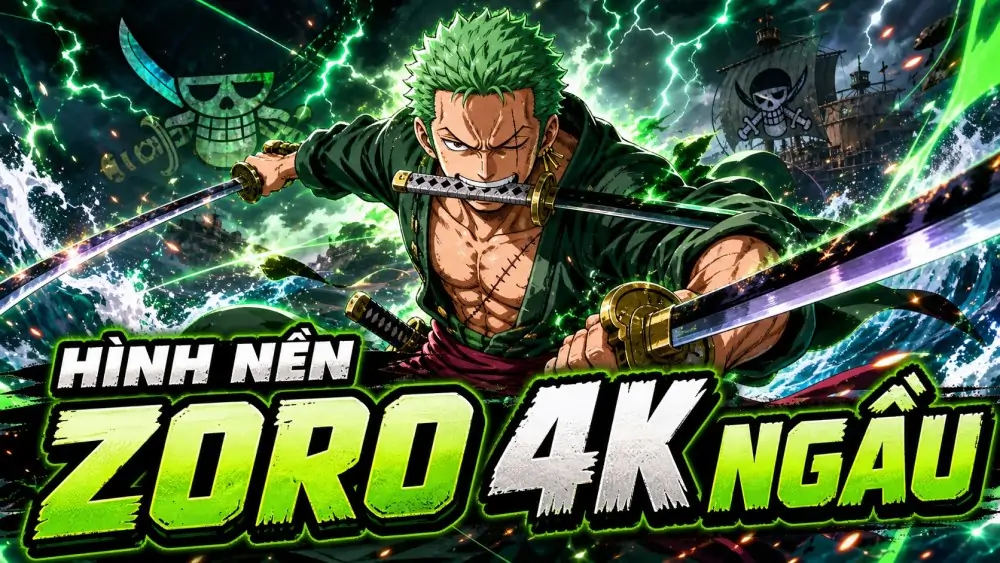 105 Hình Nền Zoro Roronoa Tam Kiếm 4K Ngầu với thần thái chiến đấu kiếm sĩ tóc xanh One Piece