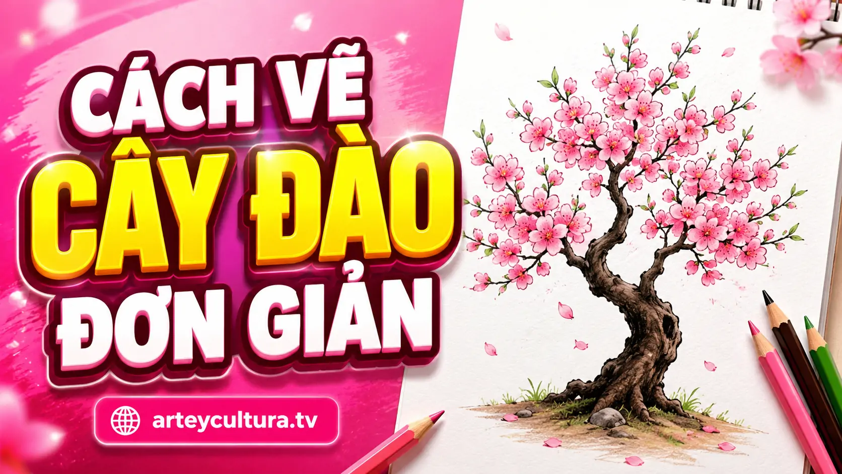 Hướng dẫn Cách Vẽ Hoa Đào Đơn Giản với 5 bước chi tiết và các ảnh hoa đào dễ vẽ cho người mời