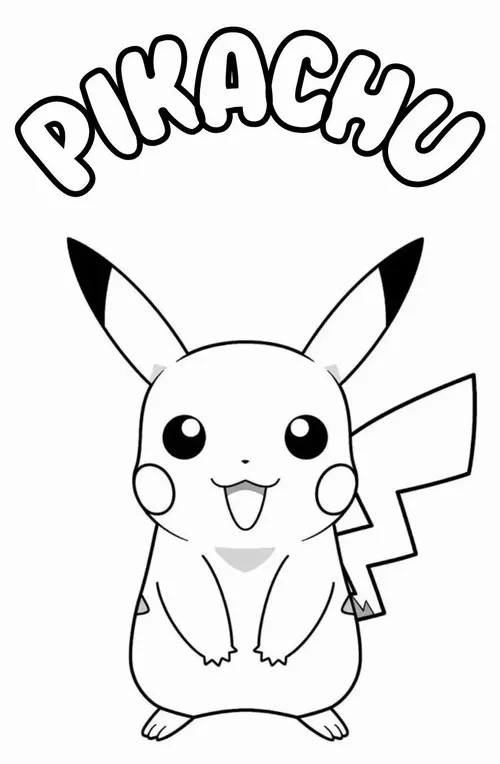 Tô tranh Pikachu đeo ba lô nhỏ và cầm quả mọng, dáng đi tung tăng khiến nhân vật trông thật hoạt bát