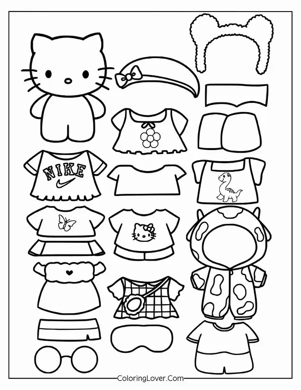 Hình vẽ cho bé tập tô búp bê giấy chibi mặc áo dài truyền thống thướt tha tay cầm cành hoa mai vàng đón tết cổ truyền ấm áp vui tươi.