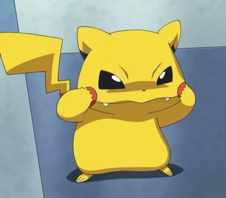 Meme hài Pikachu há hốc mồm giữa nền trắng, đôi mắt mở to và cái miệng tròn nói hộ cảm giác không tin nổi