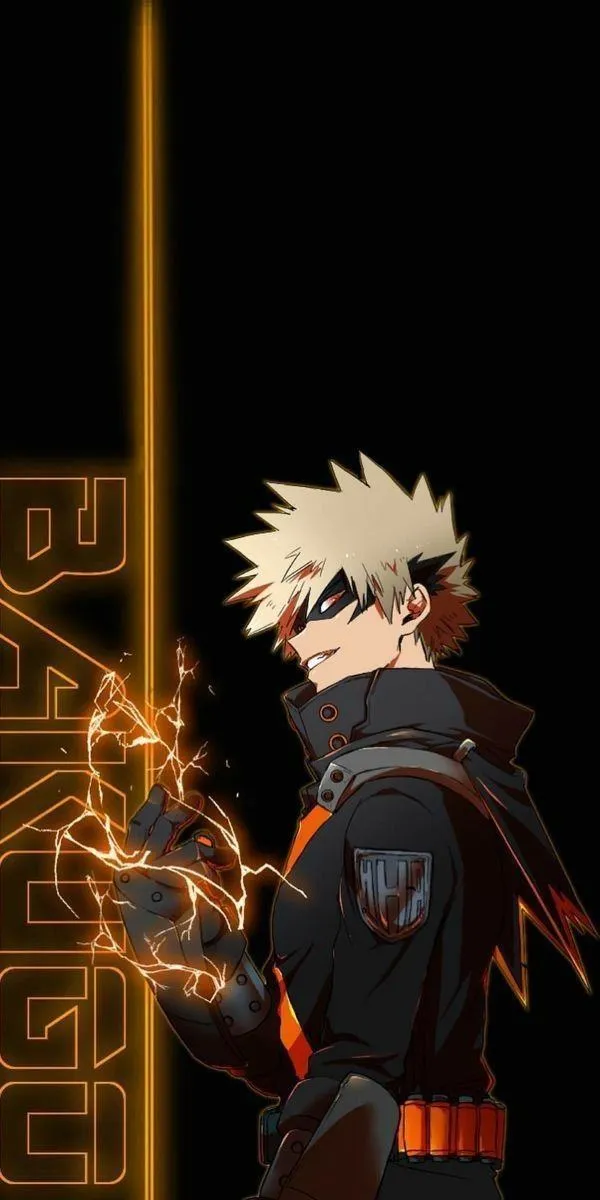 Bakugo quay lưng trước bầu trời khói cam, bóng dáng nhỏ giữa chiến trường tạo khung ảnh cô độc