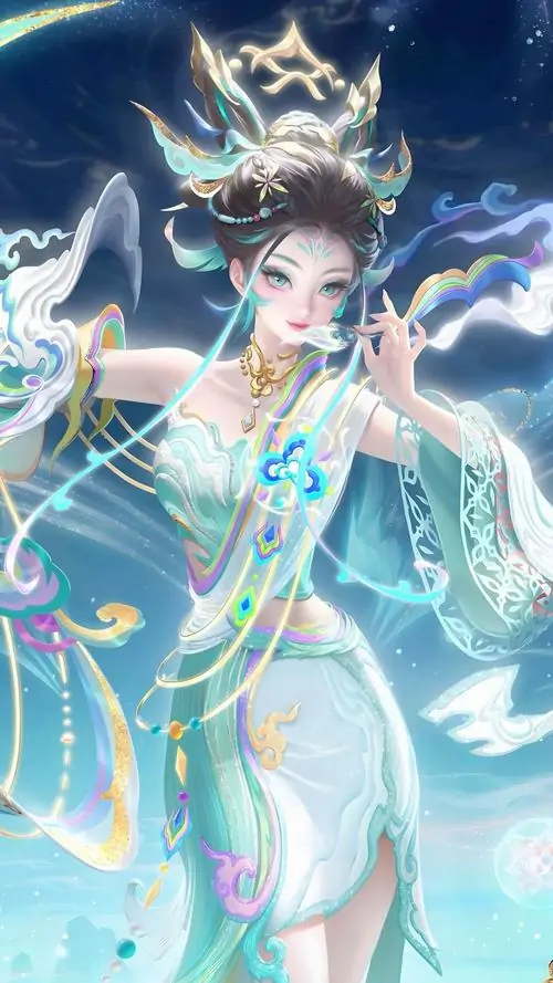 Liliana Cửu Vĩ Thiên Hồ múa giữa hồ sen sáng, tóc búi cao và dải lụa bay nhẹ tạo cảm giác cổ trang mềm mại