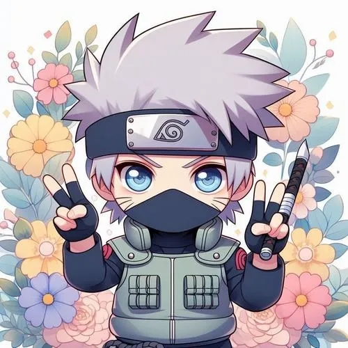 60 Hình Ảnh Kakashi Chibi siêu đáng yêu với khăn che mặt bí ẩn và mái tóc bạc dựng quen thuộc