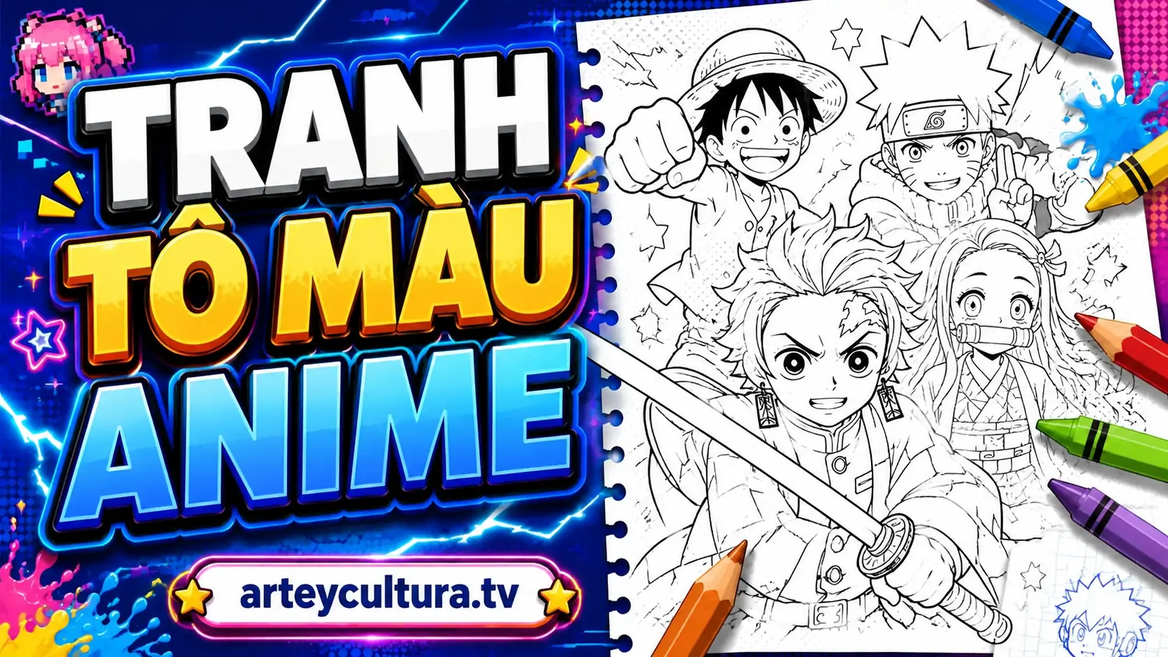 145 Tranh Tô Màu Anime Cute đơn giản cho bé yêu Doraemon, Naruto, Sailor Moon và nhân vật hoạt họa đáng nhớ