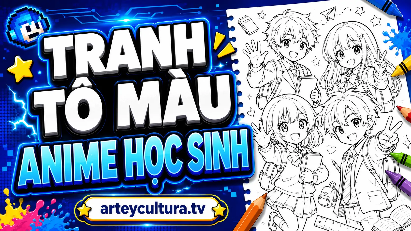 60 Tranh Tô Màu Anime Học Sinh Nhật Bản với đồng phục thủy thủ, mắt long lanh và lớp học mộng mơ