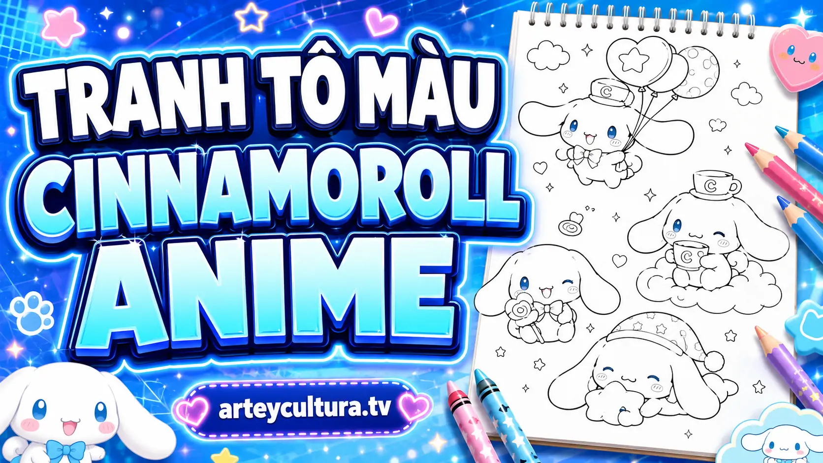49 Tranh Tô Màu Cinnamoroll Anime đáng yêu với Café Cinnamon và hội bạn thân trong thế giới Sanrio