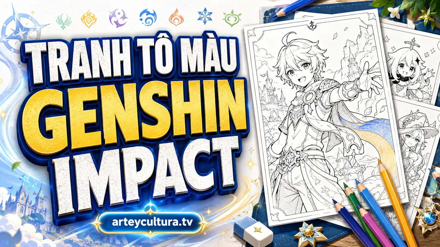 Tổng hợp 55 Tranh Tô Màu Genshin Impact phối màu sáng tạo cho các nhân vật yêu thích của bé