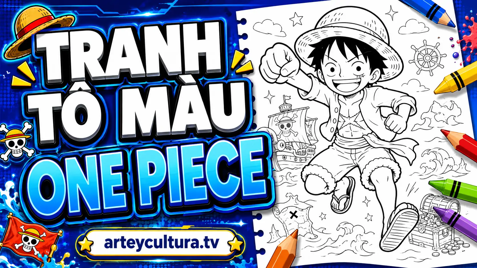 Tải ngay 50+ Tranh Tô Màu One Piece theo cảm xúc từ xanh bình yên tới vàng niềm vui