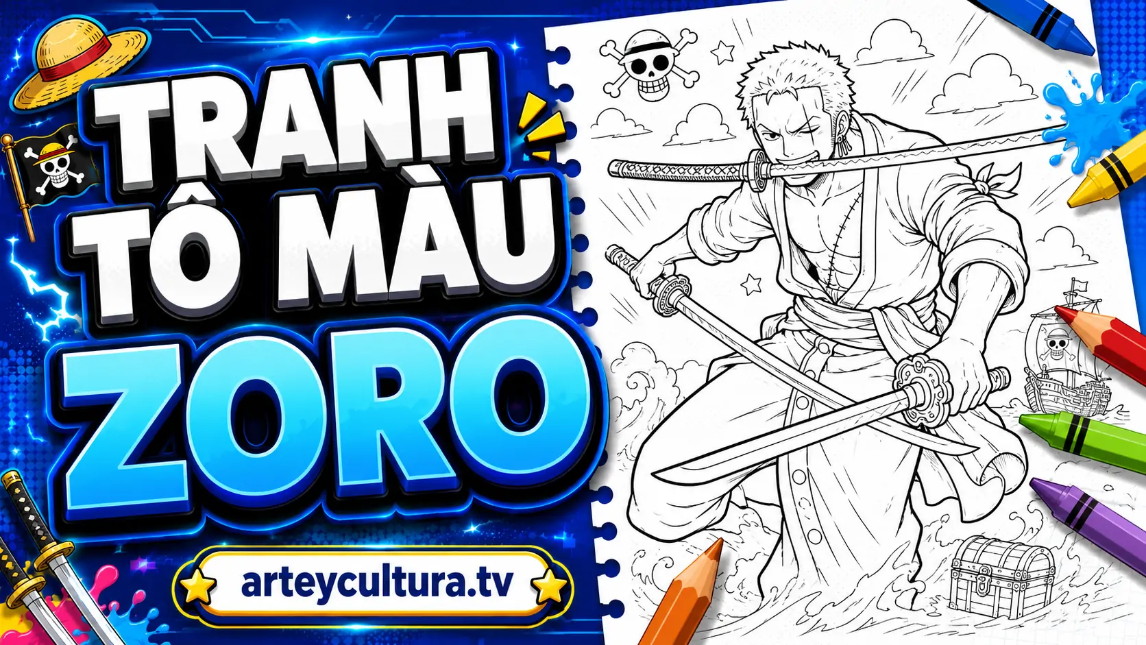Tổng hợp 49 Tranh Tô Màu Zoro ngầu đơn giản với trang phục, kiếm thuật và thần thái nguyên gốc