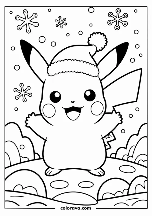 120 Tranh Tô Màu Pikachu đơn giản cho bé với đôi tai chóp đen và nụ cười thân thiện