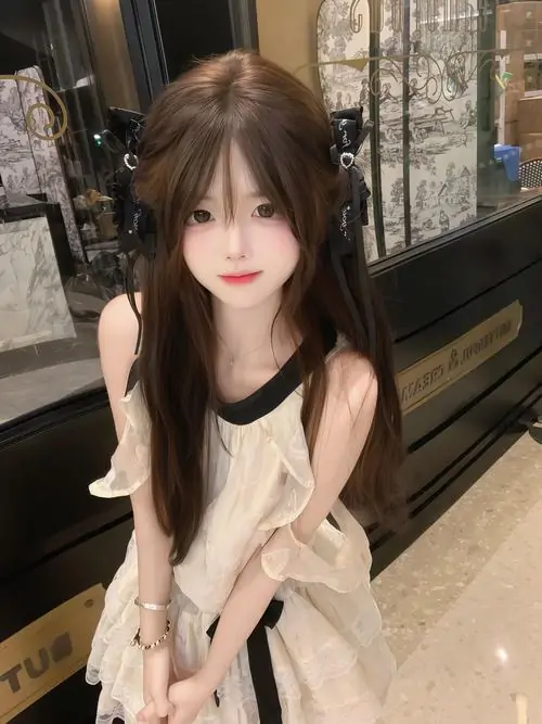 Gái xinh cute đứng dưới bóng cây, áo đen đơn giản, mái tóc dài thẳng và ánh mắt nhìn nghiêng mang vẻ thanh tú
