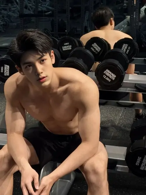 Anh nam gymer dep trong phong tap hien dai noi bat boi bap tay ran chac va phong cach truong thanh 4