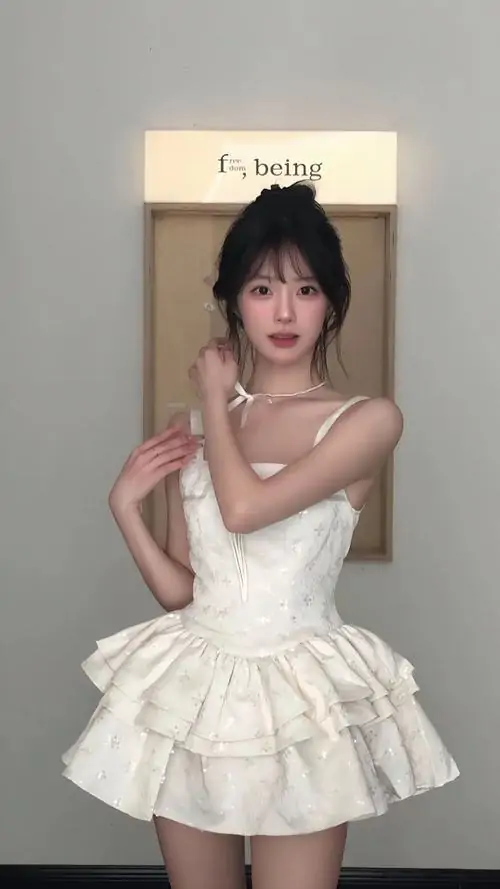 Hinh anh thieu nu vay trang ngan ben quan ca phe mai toc bong benh va dang ngoi duyen dang 6