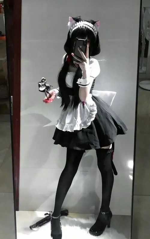 Hinh gai xinh phong cach maid mang ve dep Kawaii trang phuc chin chu va bieu cam dang yeu 11