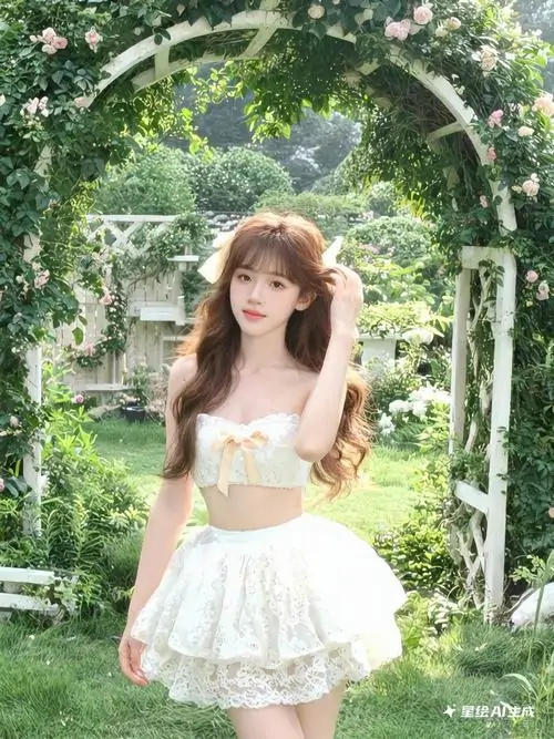 Kho anh thieu nu dien dam trang ngan trong boi canh ngoai troi toc dai va dang pose tu nhien 8