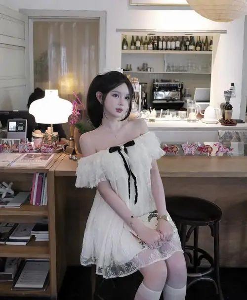 Tuyen tap anh nguoi dep mac vay trang ngan voi phom xoe mem bo vai gon va than thai cuon hut 2