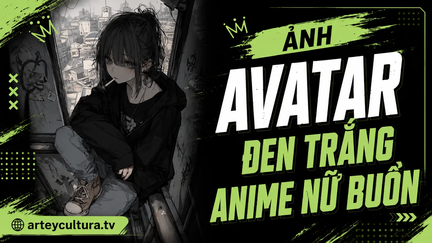 87 Ảnh Avatar Đen Trắng Nữ Anime Buồn mang nét cổ điển của truyện tranh, cô độc và hoài niệm