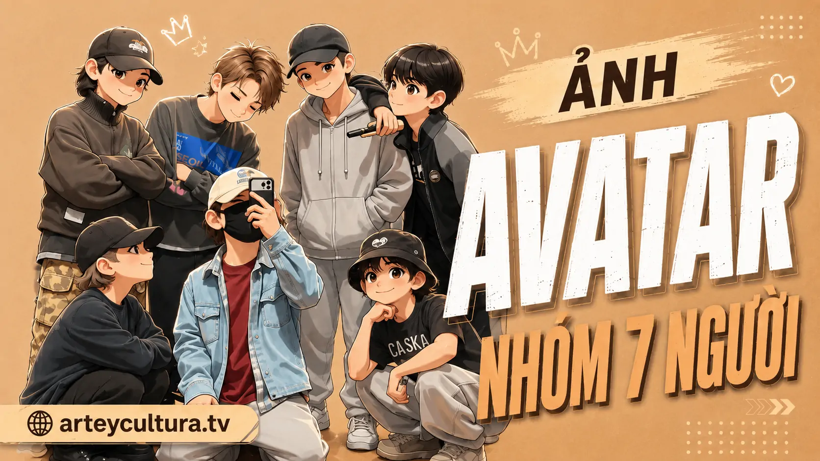 50 Ảnh Avatar Nhóm 7 Người Đẹp trẻ trung đông vui, hợp mọi giao diện mạng xã hội