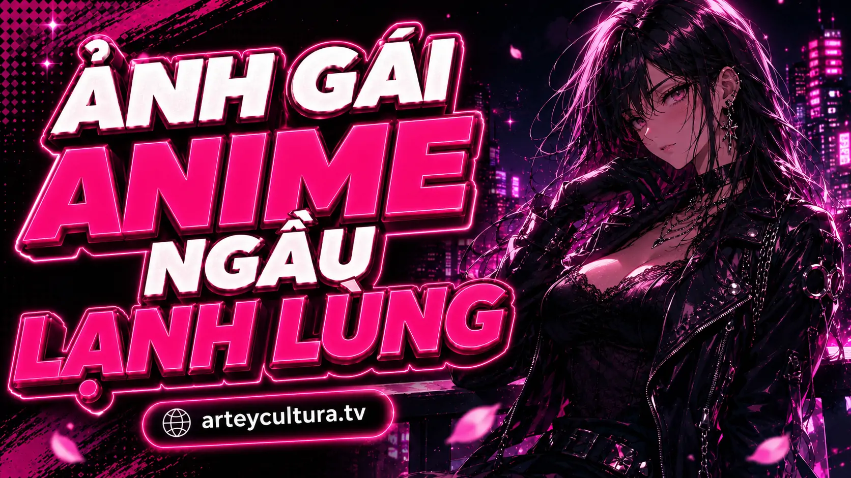 105 Ảnh Gái Anime Ngầu Cá Tính Mạnh Mẽ phong cách kỹ thuật số, tương phản động và bố cục điện ảnh