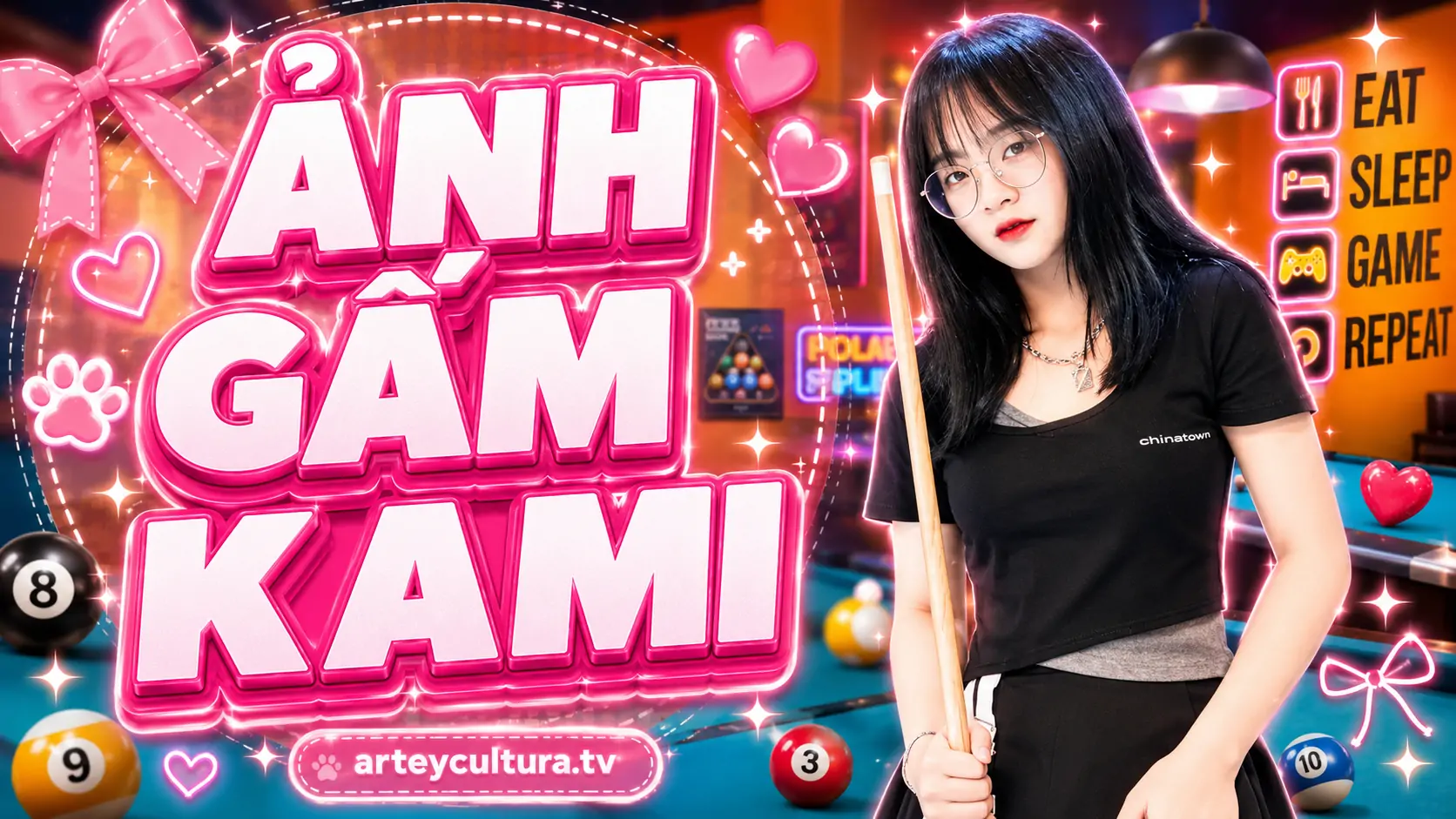 89 Ảnh Gấm Kami Cute chơi bi-a đẹp, thần thái tập trung và khuôn mặt bầu bĩnh đáng yêu