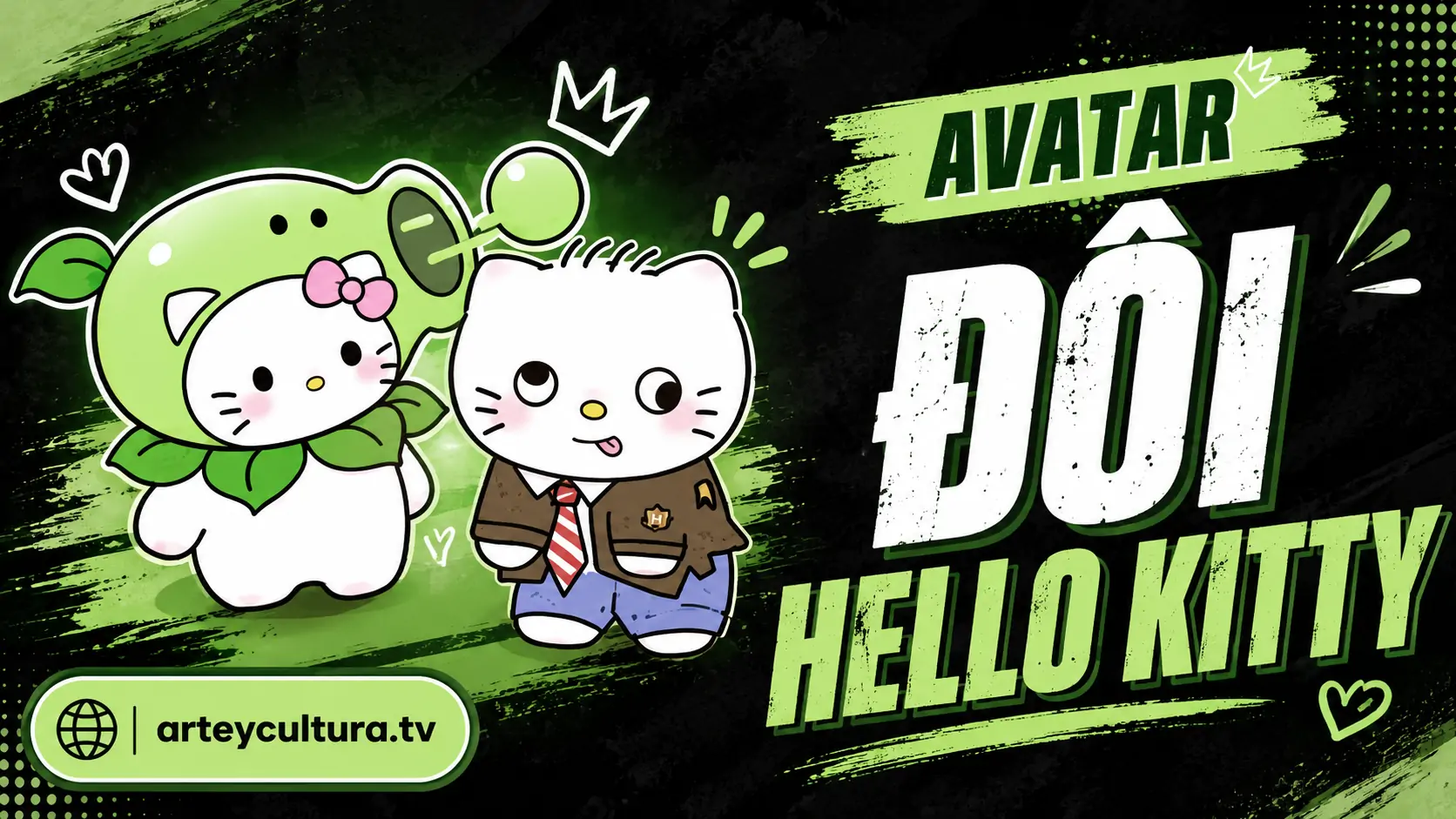 58 Avatar Đôi Hello Kitty Cute hai mảnh ghép xinh xắn lãng mạn nhìn là nhận ra một cặp