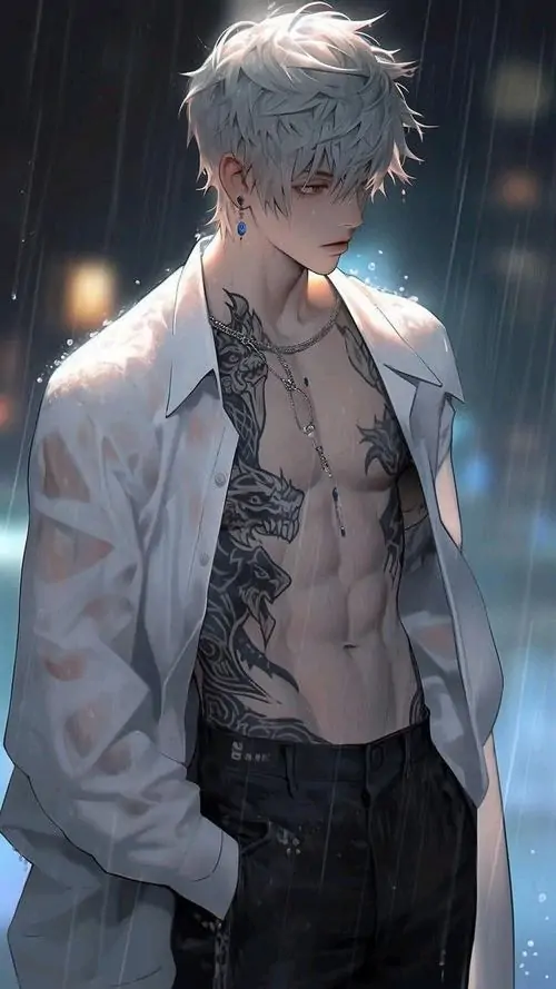 Sơ mi trắng bên trong áo khoác xanh nhạt tạo cảm giác nhẹ, ảnh hot boy anime body đẹp nổi bật nhờ dáng đứng tự nhiên