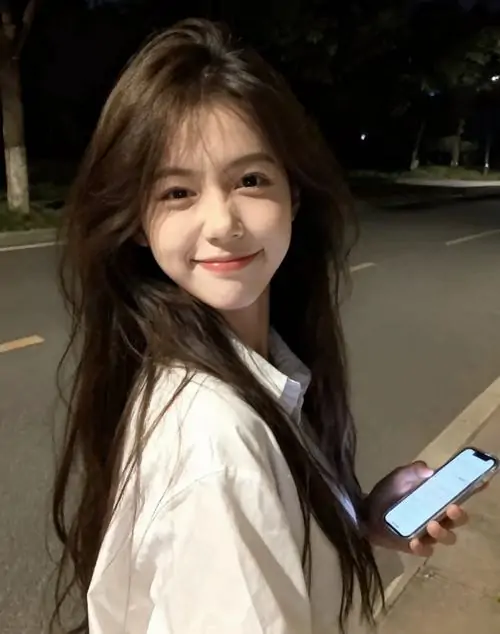 Một nụ cười có lúm đồng tiền khiến gương mặt cô gái sáng bừng, áo thun trắng và nền trời xanh nhìn rất sạch mắt